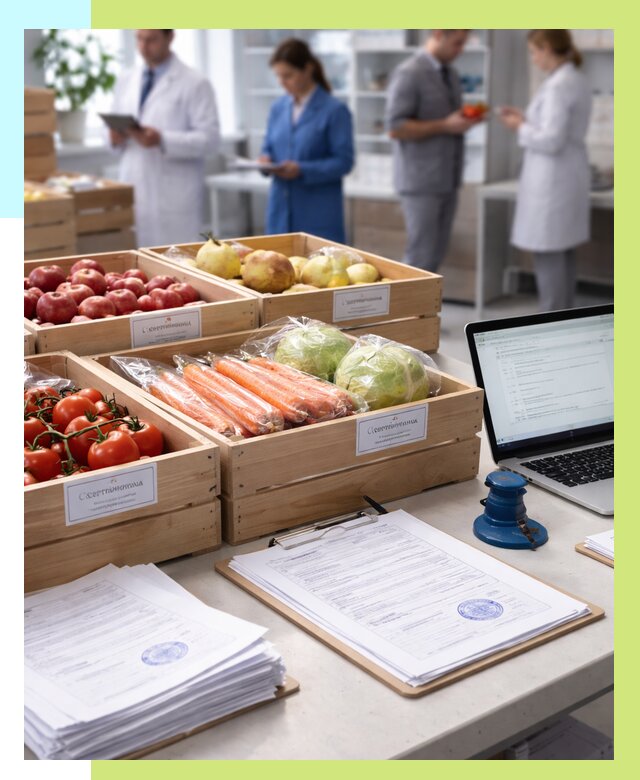 Сертификация овощей и фруктов в Уссурийске от 8764 р. | Алешин-Сср