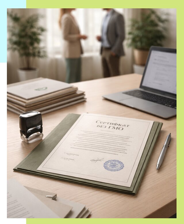 Сертификат без ГМО в Уссурийске от 7733 р. оформить срочно Алешин-Сср